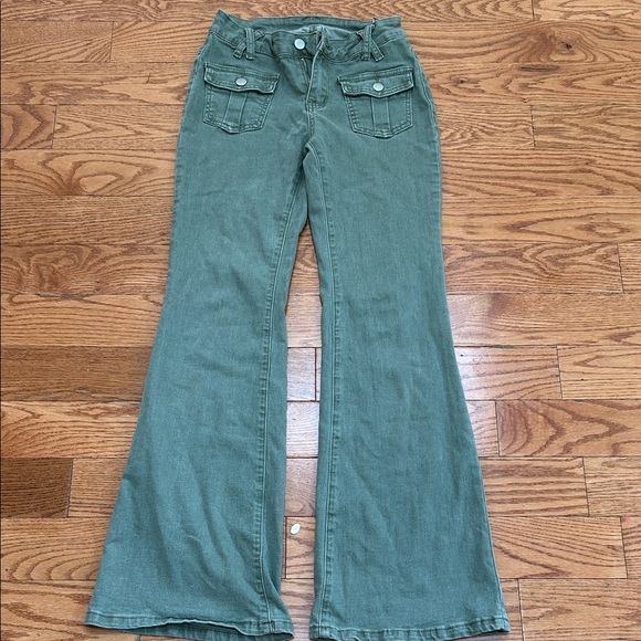 Green Flare Jeans - Picture 1 of 14